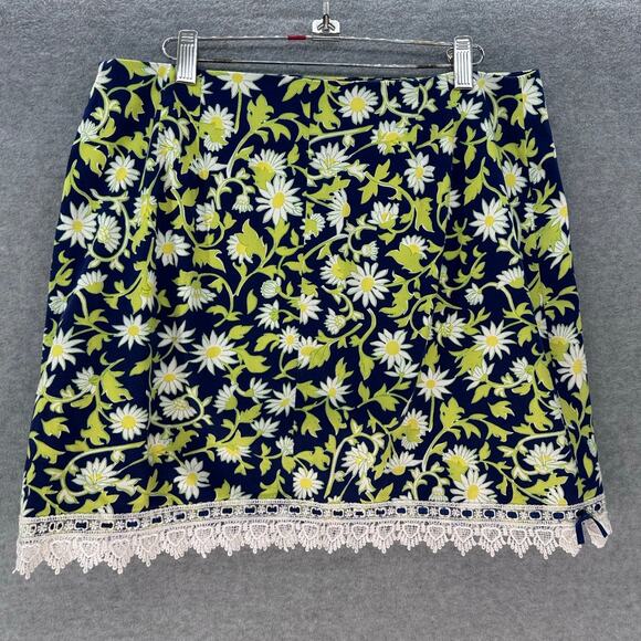 Key West women's sz 14 Cotton Skirt Daisy Floral Print Preppy Classic Summer - Picture 2 of 9